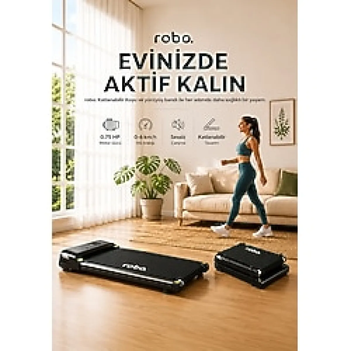 Robo Uzaktan Kumandalı Katlanabilir Yürüyüş ve Koşu bandı