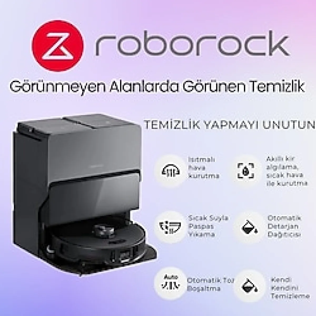 Roborock Premiumultra Akıllı Robot Süpürge 10.000PA Çekim Gücü Yüksek Hızıı Sonik Paspaslama Çift Dönen Moplar Otomatik Paspas Kaldırma Engel Tanıma Sistemi - Siyah