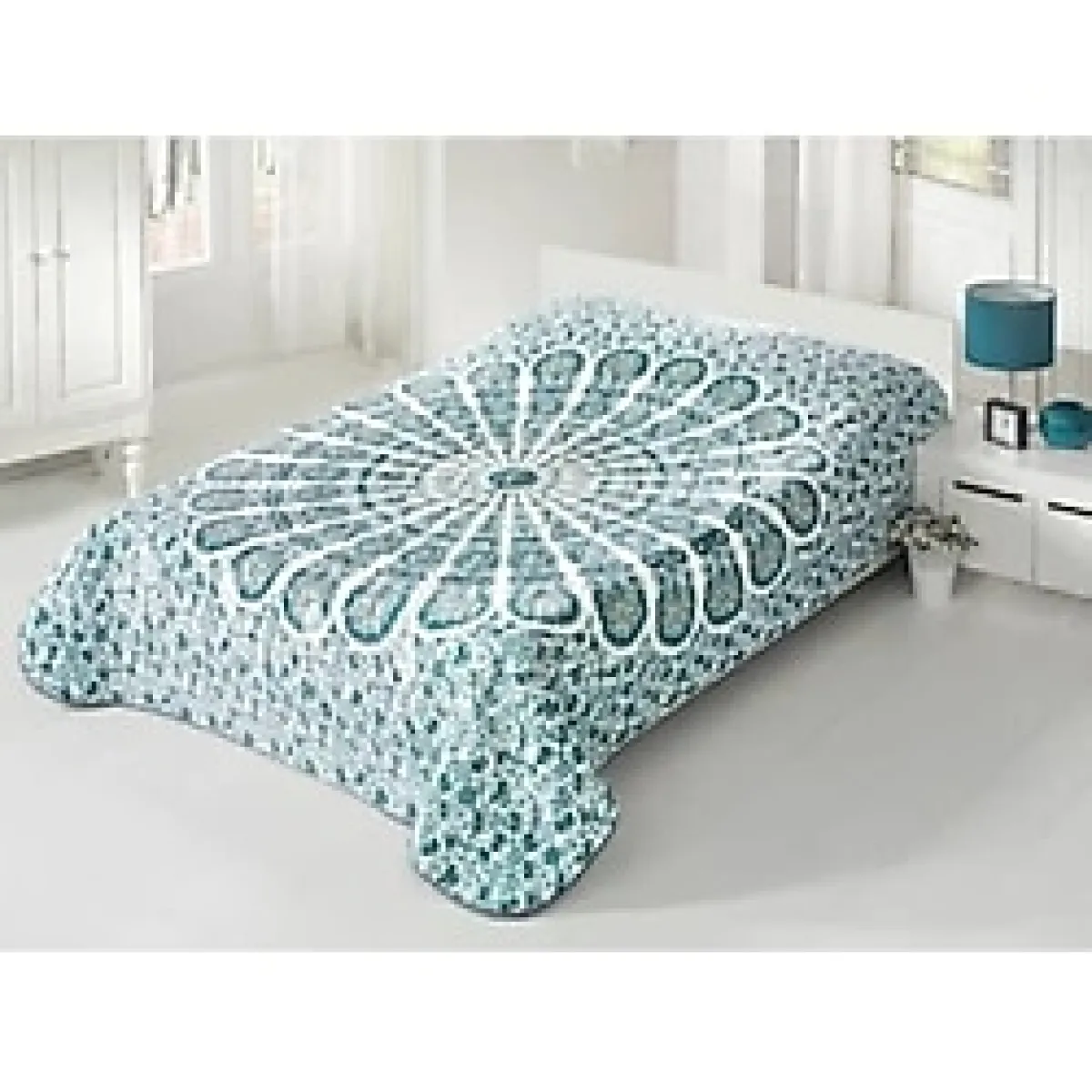 SARAR BATTANİYE Sarar Çift Kişilik Battaniye-mandala Turkuaz