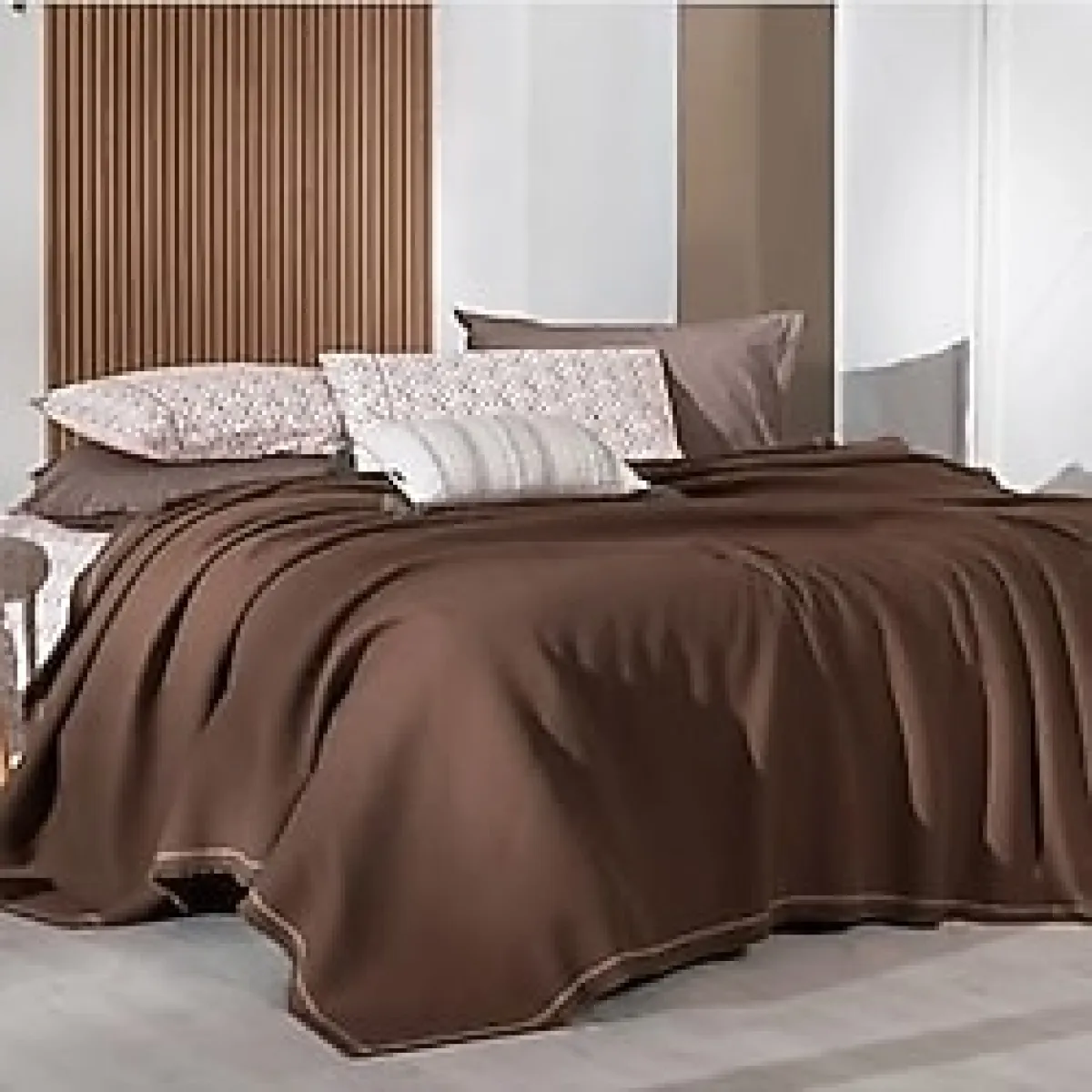 Sarev Abel Pike Takımı Çift Kişilik 2 Yastık-Kahve