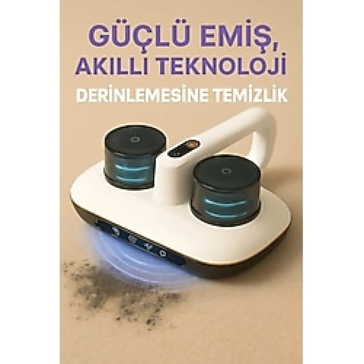 Sessiz ve Güçlü Emişli Küçük Şarjlı Uv Süpürge, Yatak, Halı ve Koltuklar Için Ideal - Ahşap - Bej - Siyah - Seçenek 1