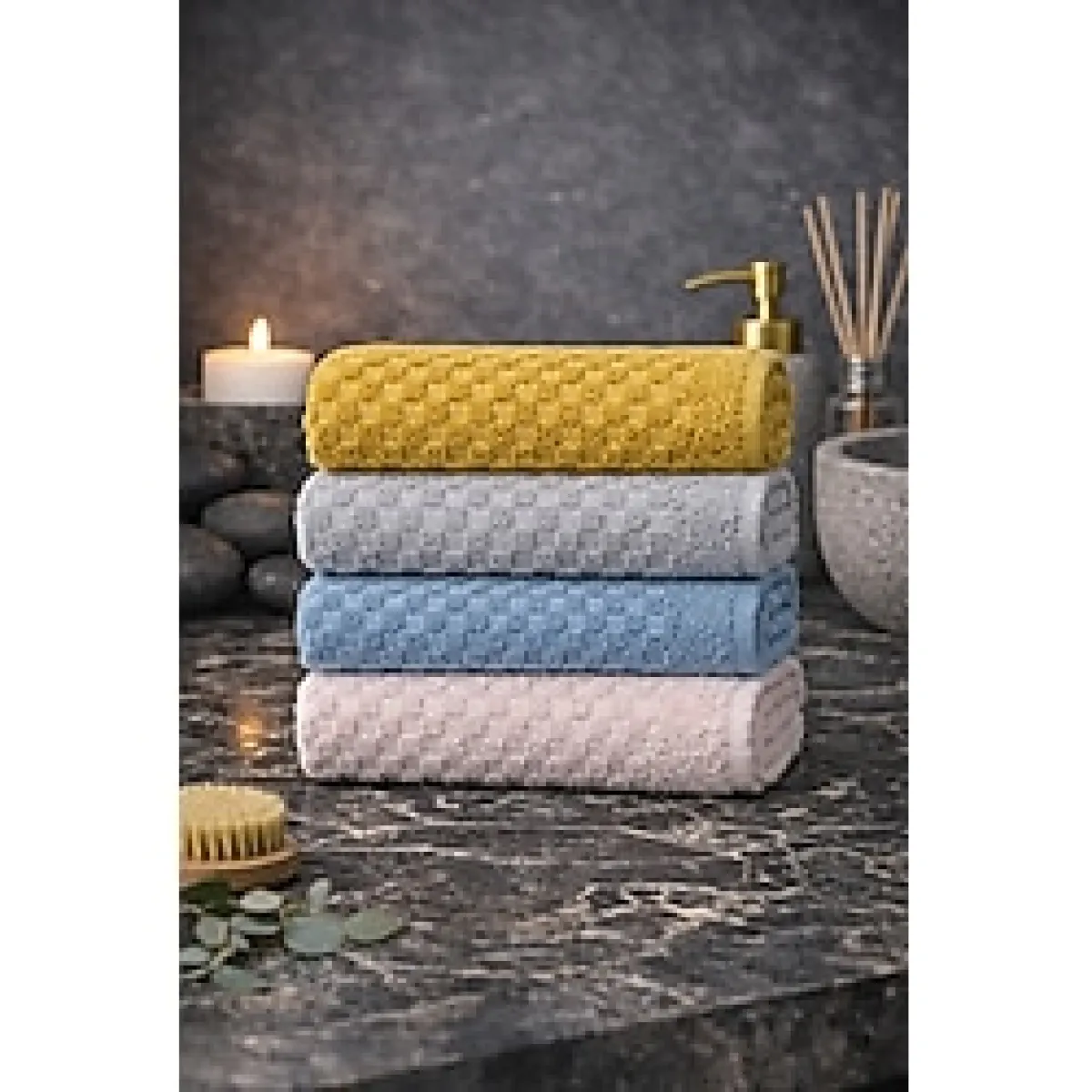 SHAL HOME Shal %100 Pamuk 4'lü 50x90cm El / Yüz Havlu Seti