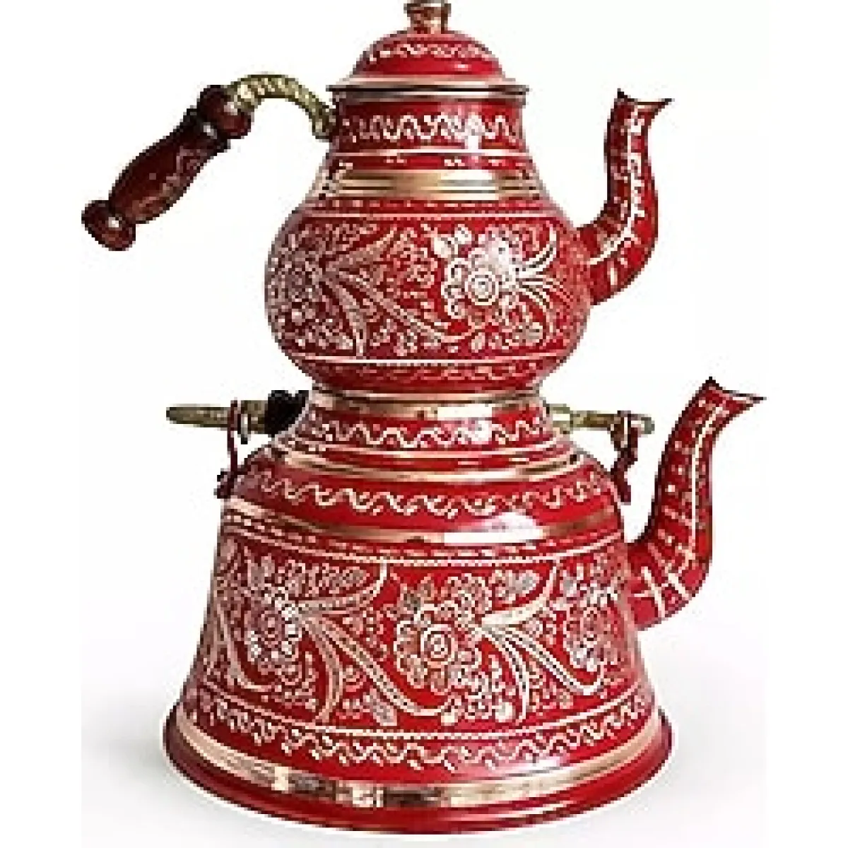 Shark Anatolia Kırmızı Bakır Çaydanlık Erzincan El İşleme 10 Kişilik