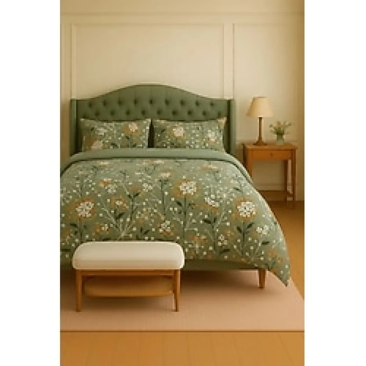 Sheri Home %100 Organik Ham Kumaş Çift Kişilik Nevresim Takımı KIRÇİÇEK - Doğal ve Sağlıklı Saf Pamuk