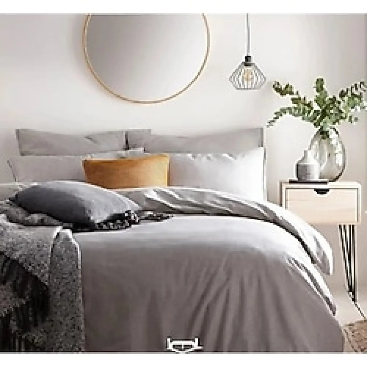 Sheri Home Basic Gri Çift Kişilik Nevresim Seti Düğme Detay 200x220 %100 Pamuk Newshinegrey01453020