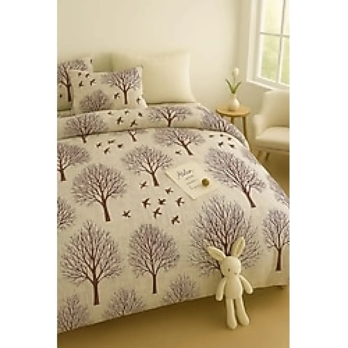 Sheri Home Tekstil YENİ Cotton Kahvereingi Ağaç Tek Kişilik Nevresim Seti