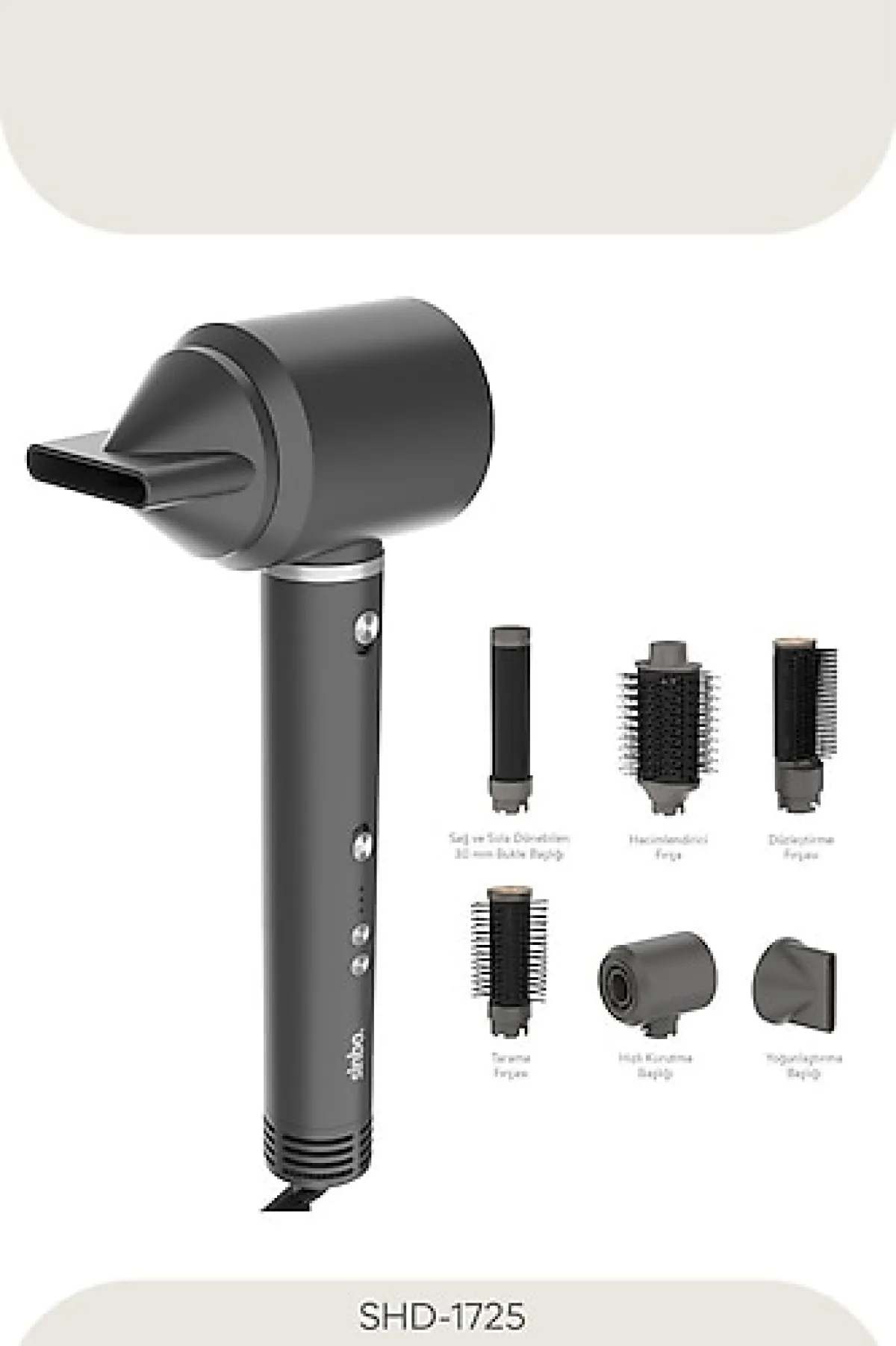 Sinbo Pro Compact SHD-1725 6in1 Gri Saç Şekillendirme Seti