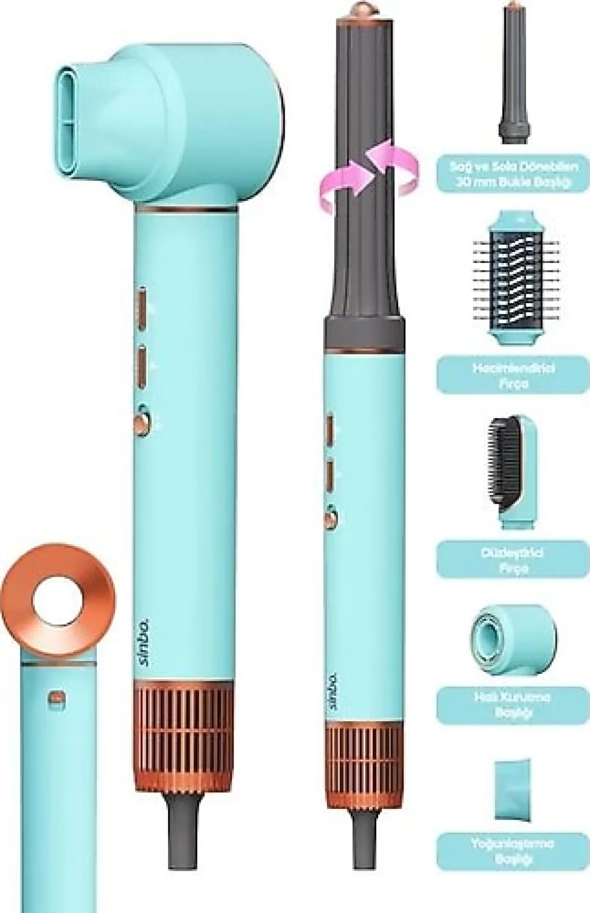 Sinbo SHD-1729 5in1 Mavi Saç Şekillendirme Seti