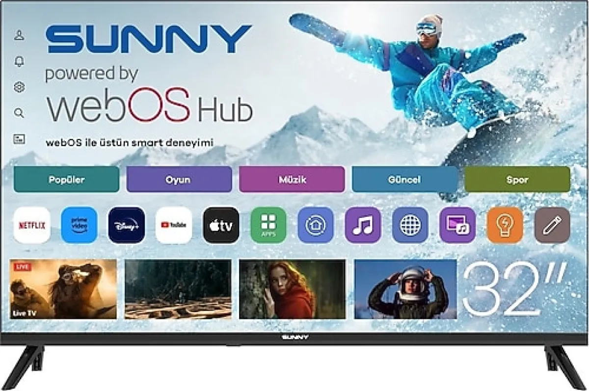 Sunny SN32HMLN HD 32" 82 Ekran Uydu Alıcılı webOS Smart LED TV