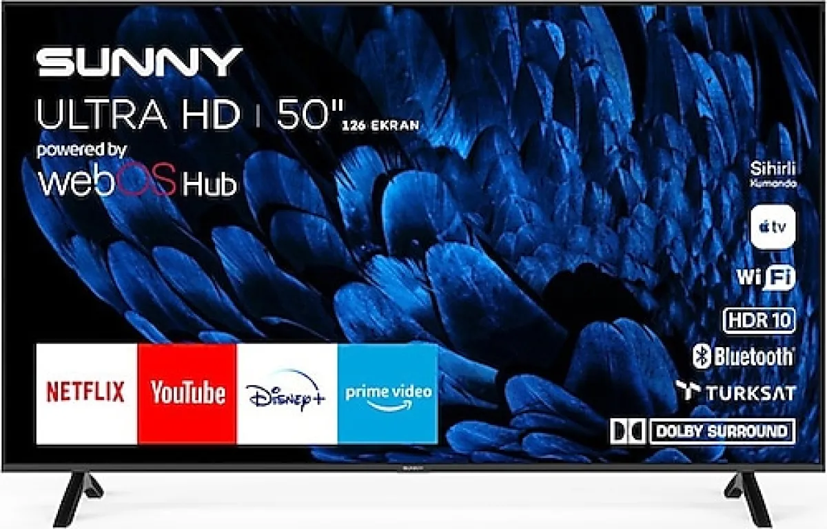 Sunny SN50QMN252 4K Ultra HD 50" 127 Ekran Uydu Alıcılı webOS Smart QLED TV
