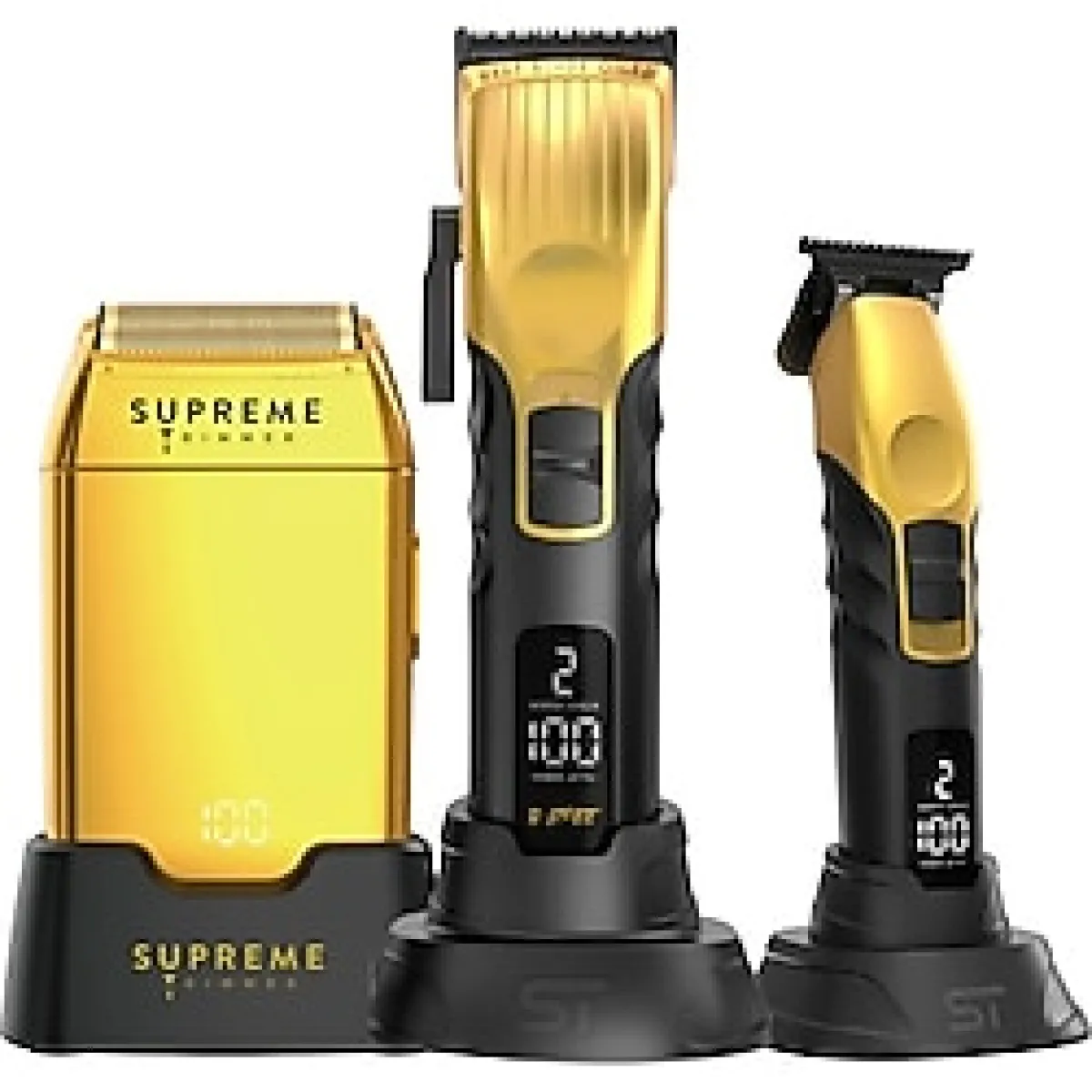 Supreme Trimmer Fade Pro Tıraş Makinesi Seti - Crunch Sıfırlama Makinesi + 2spee Trimmer & Clipper Tıraş Makinesi - Altın