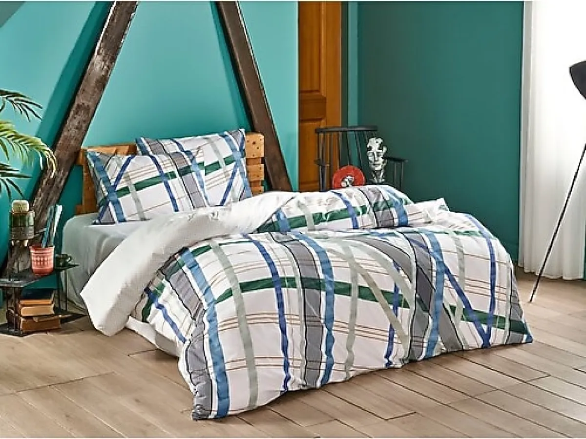 Taç Fisher Ranforce Çift Kişilik Fitted Çarşaflı Nevresim Takımı Yeşil