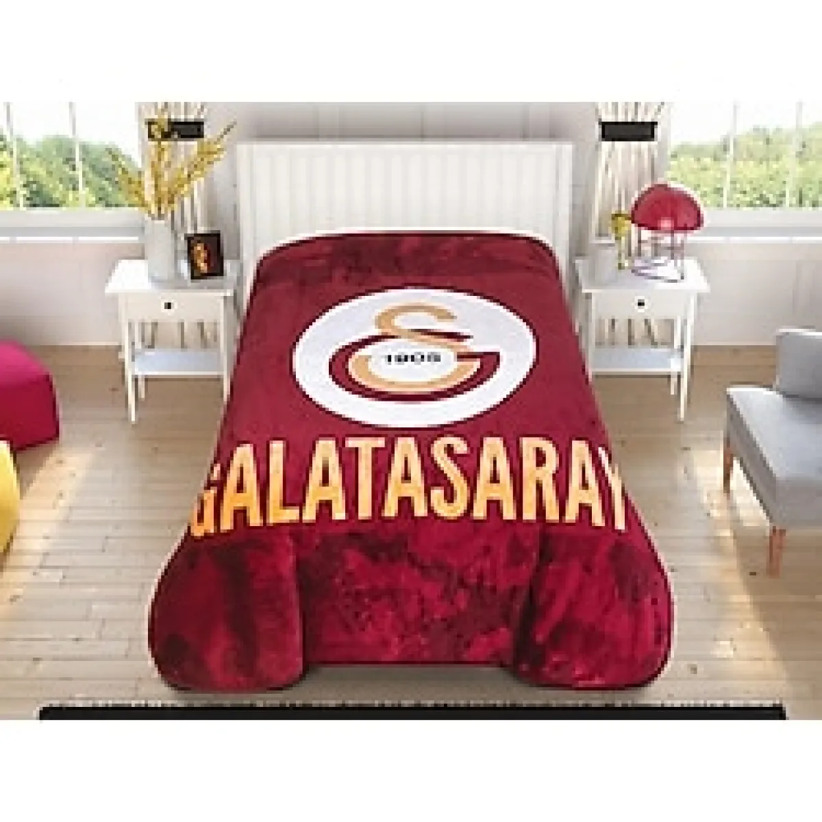 Taç Galatasaray Fanatik Lisanslı Yeni Sezon Tek Kişilik Battaniye - Kırmızı - 160 x 220 cm