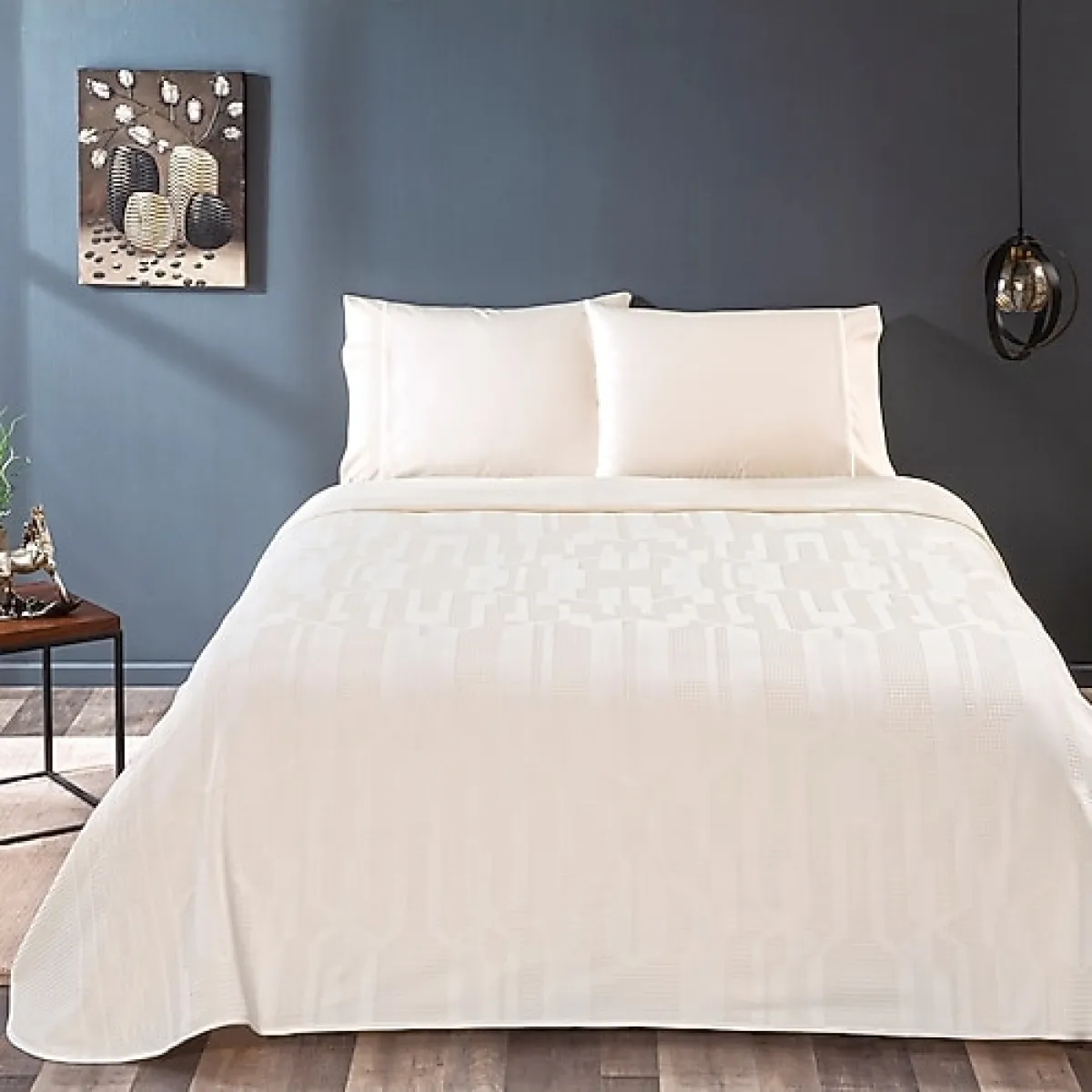 Taç Jonas Ekru Jakar Çift Kişilik Pike Takımı