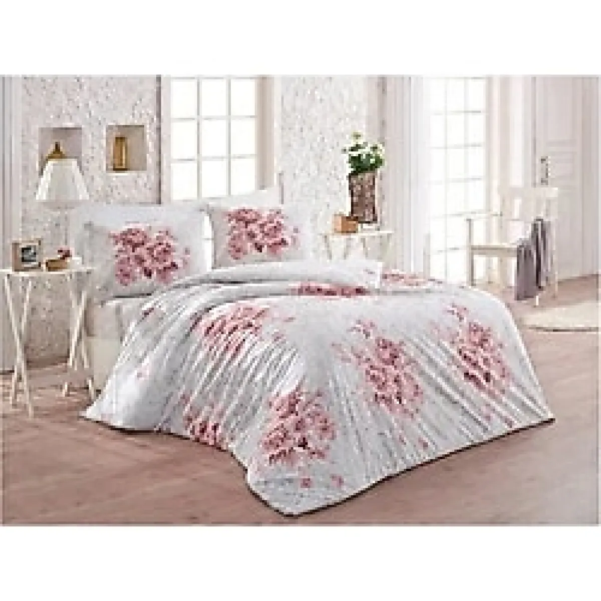 Taç Kristal Light Çift Kişilik Nevresim Takımı Henna Pudra