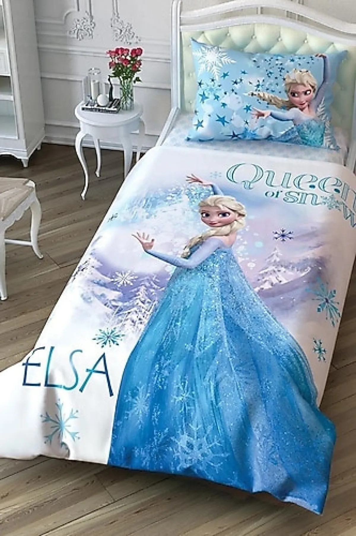 Taç Lisanslı Disney Frozen Çek Canlandır Elsa Tek Kişilik Nevresim Takımı