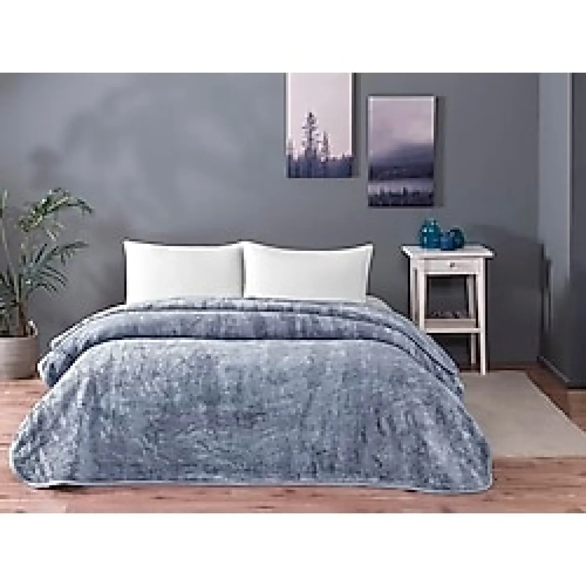 TAÇ Midnight Desenli%100 Pamuk Pamuk Battaniye, Mavi, Tek Kişilik