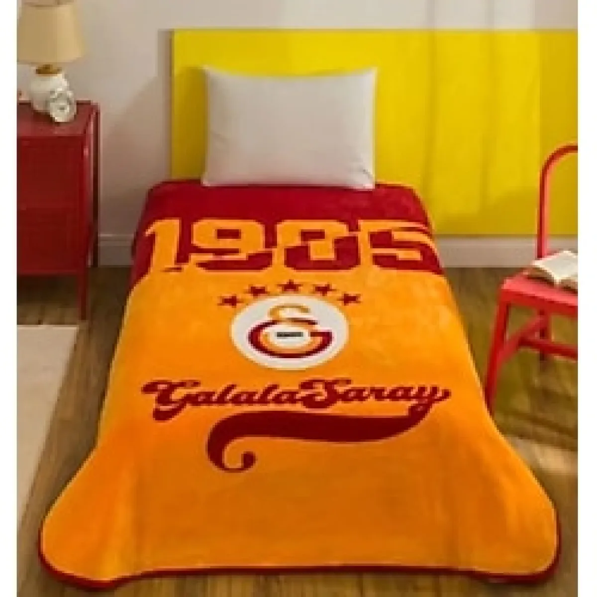 Taç Taraftar Lisanslı Tek Kişilik Battaniye (160x220)-GALATASARAY ŞAMPİYON