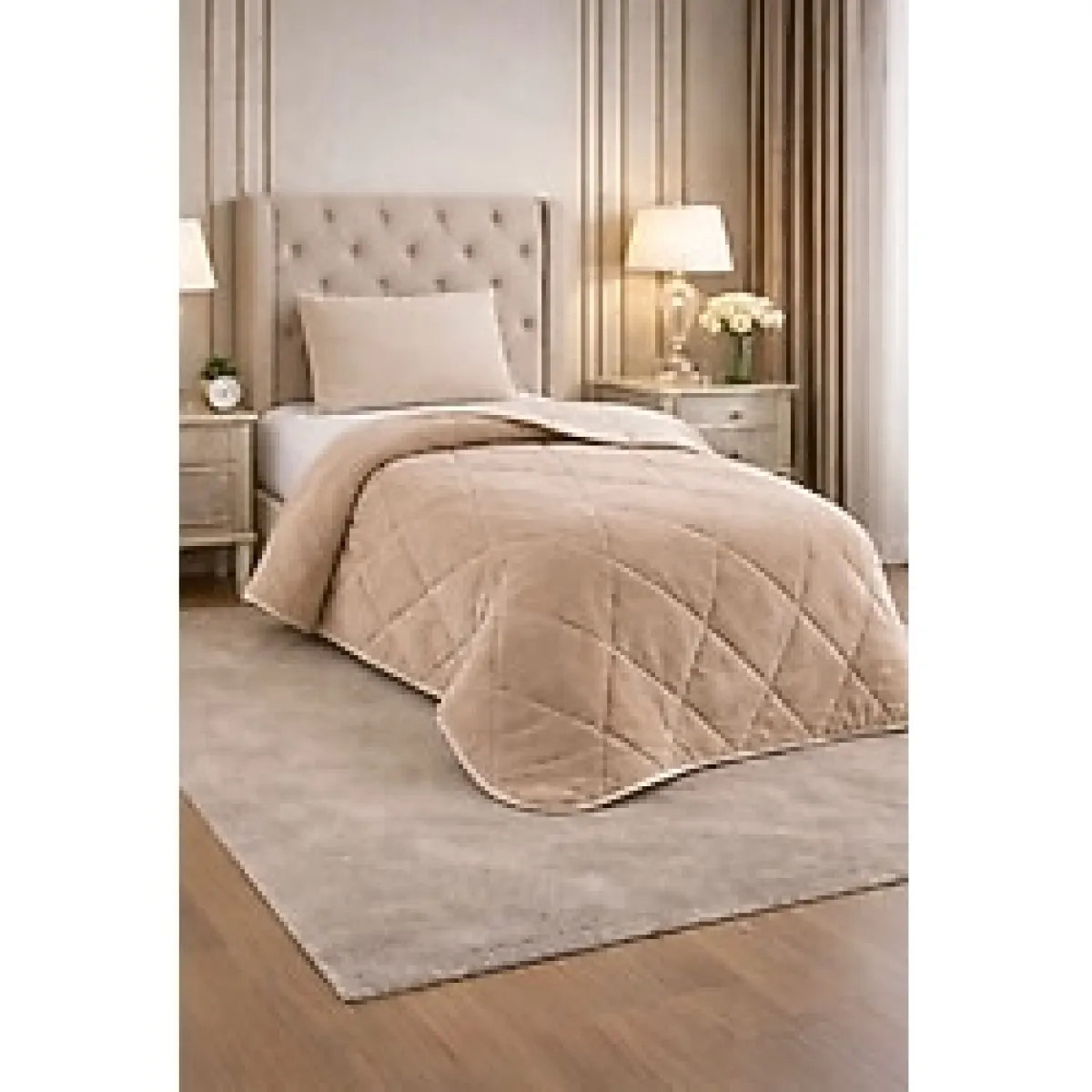 Tek Kişilik 3 Parça Welsoft Uyku Seti - Bej