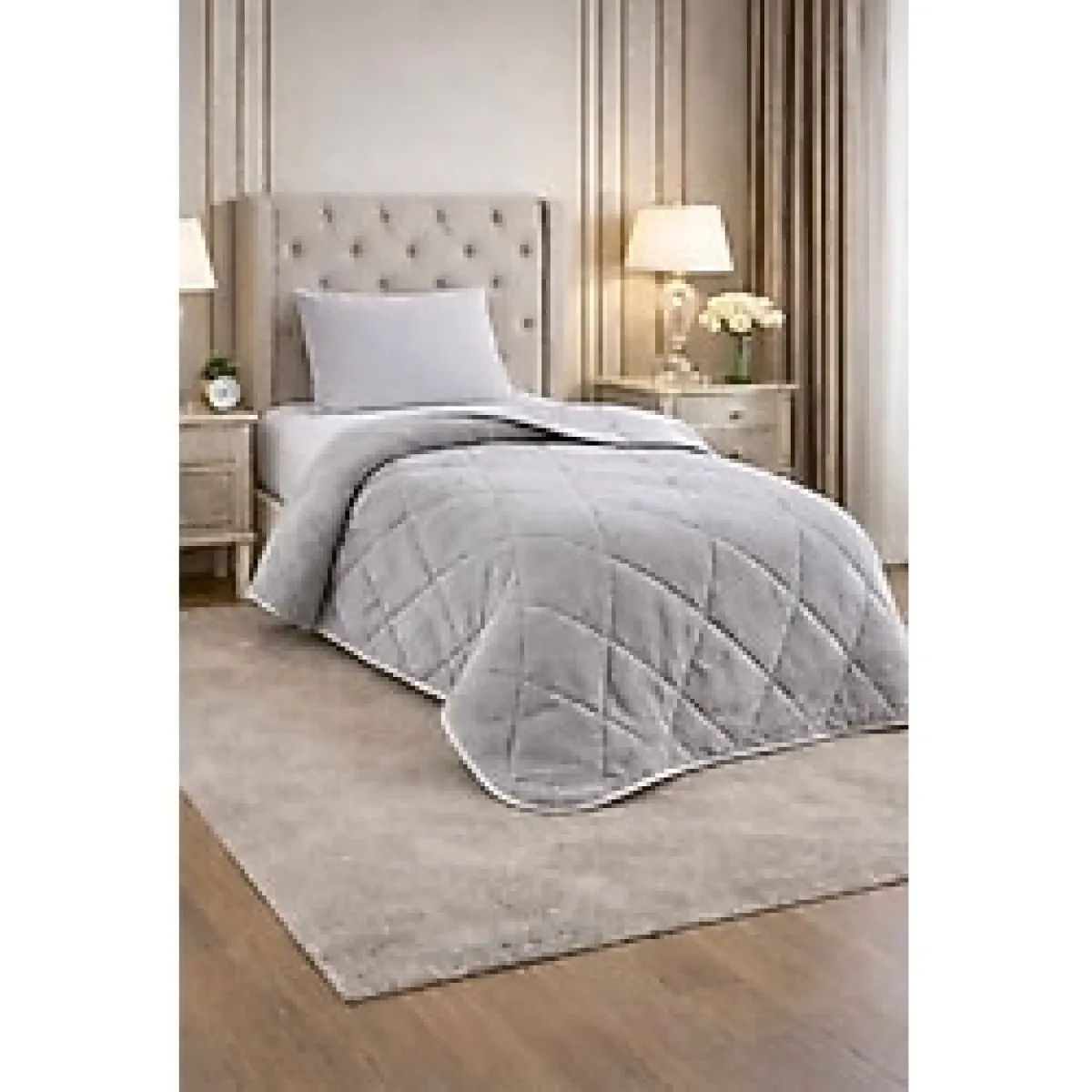 Tek Kişilik 3 Parça Welsoft Uyku Seti - Gri