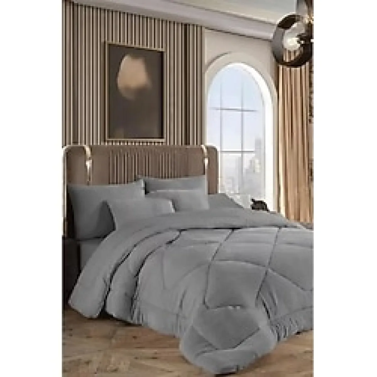 Tek Kişilik Çift Taraflı Wellsoft Yorgan Lüx Gri ( 155x215 ) - Ultra Yumuşak