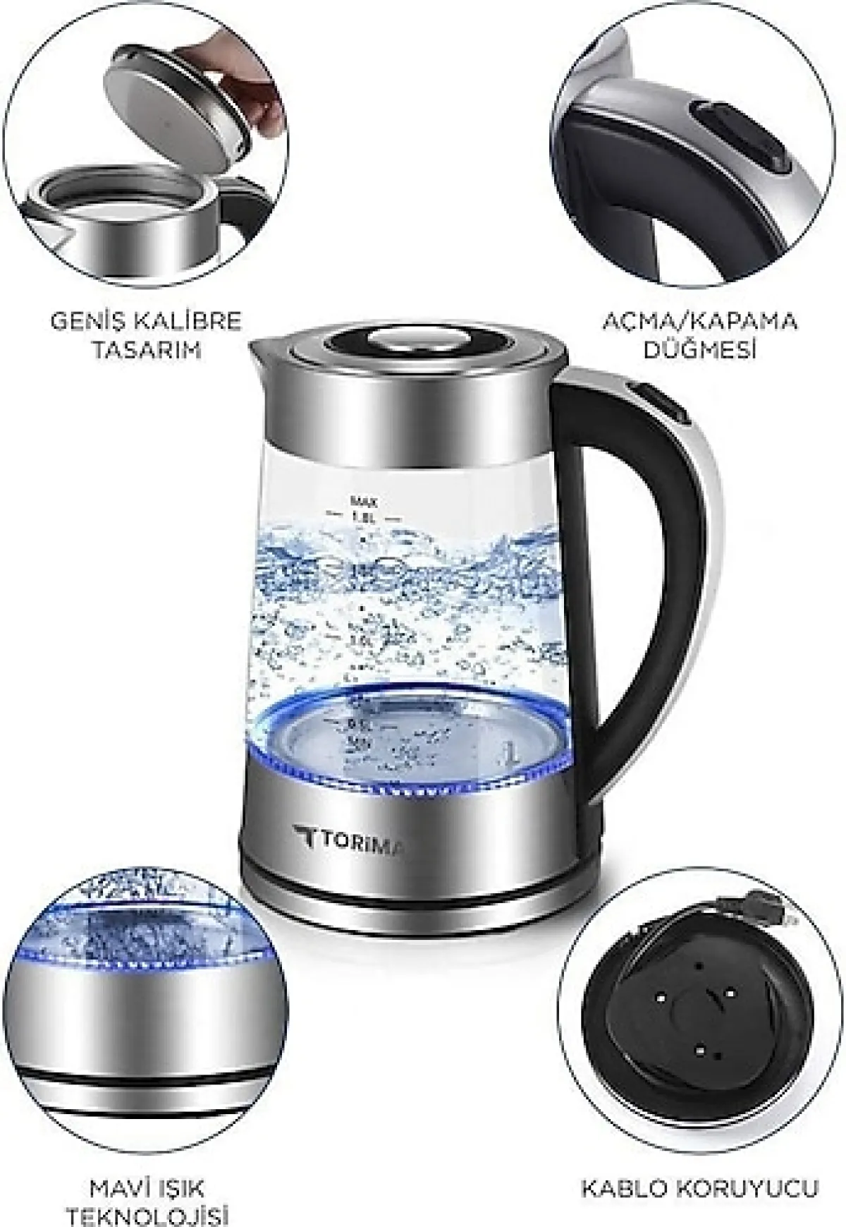 Torima TY-S888-040 1500 W 1.8 lt Cam Kettle