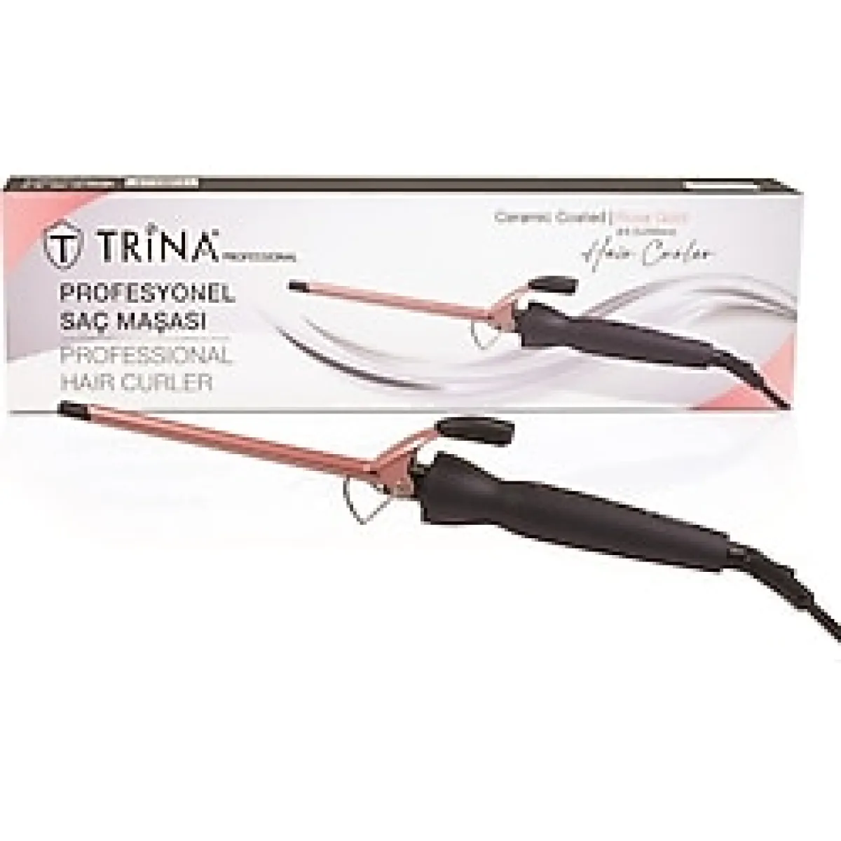 Trina Afro Dalga 9.5mm Gold Seramik Maşa - 20cm.ekstra Uzun Başlık - Kıvırcık Saç Maşası