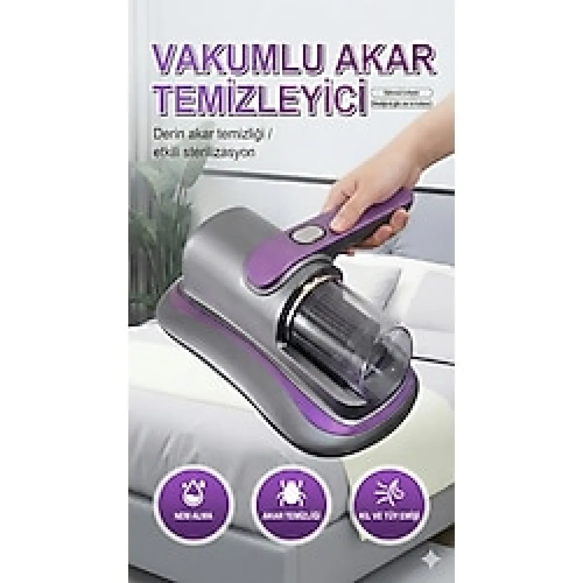 Uv Işık Teknolojili Güçlü Motorlu Yatak Temizleme Cihazı - %99,9 Akar Giderme Özelliği Ile - Lisinya