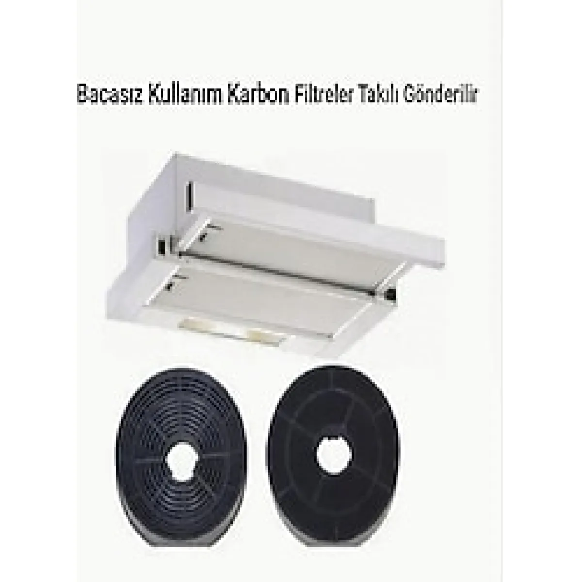 Uygun Hibsan Beyaz Aspiratör Çift Motorlu Bacasız Kullanım Için 2 Adet Karbon Filtre Hediyeli