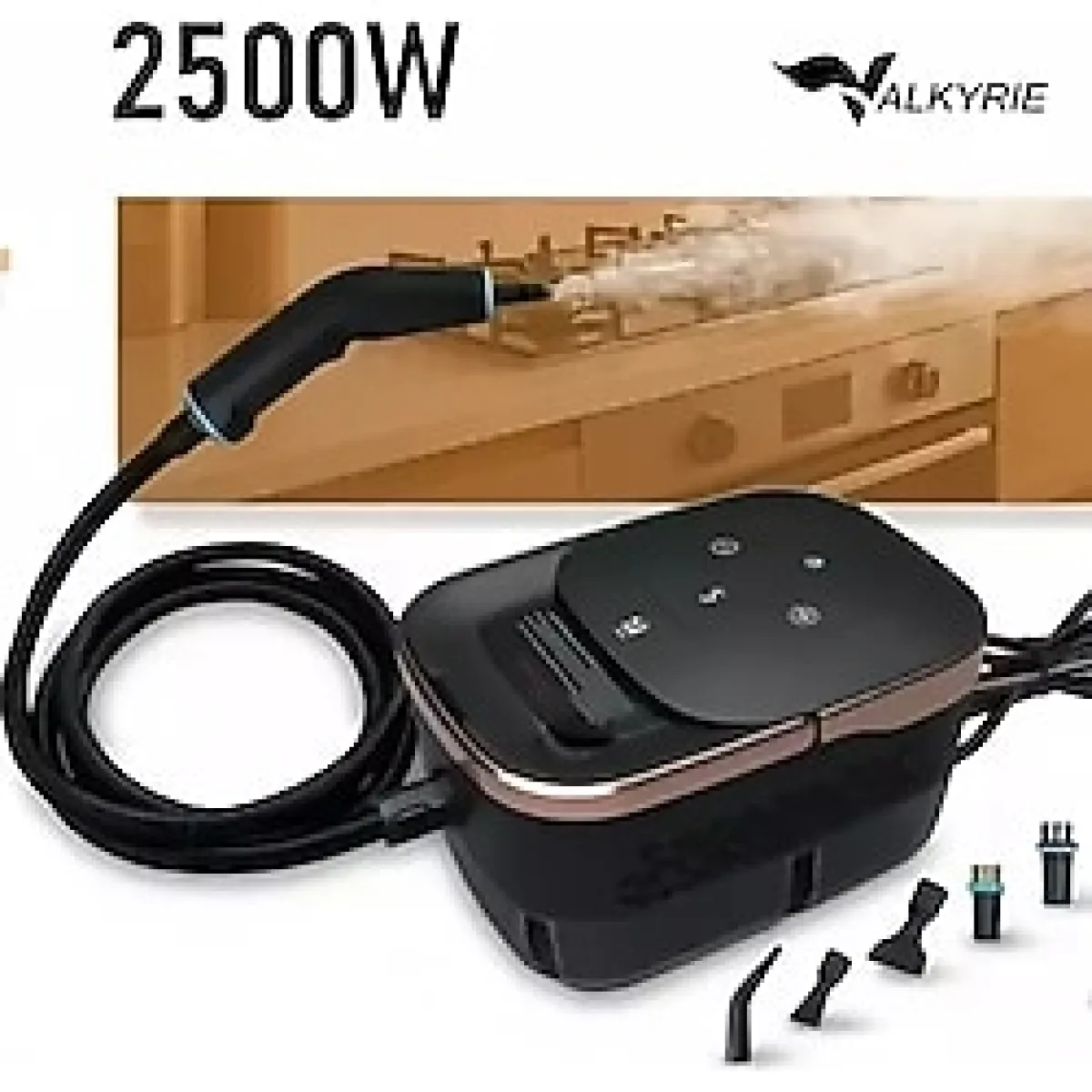 Valkyrie 2500W Yüksek Basınçlı Buharlı Temizleyici 6 Kademeli Güç Ayarı 10 Farklı Başlık Çok Fonksiyonlu Temizlik Makin