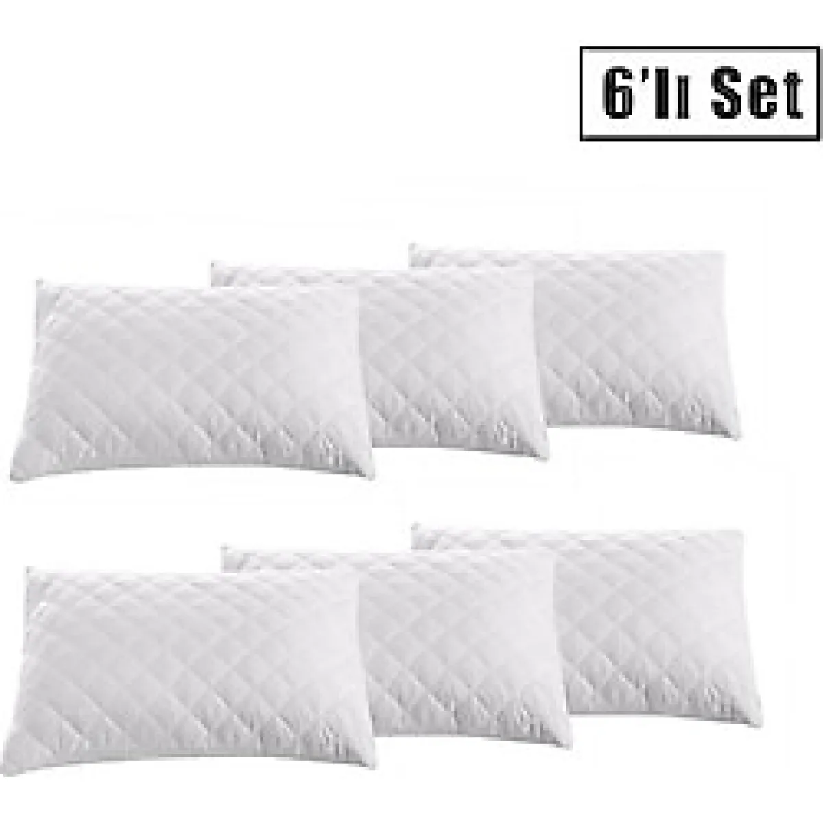 Valoroso Tekstil 6 Adet Kapitoneli Fermuarlı Yastık Koruyucu Alezi 50X70 cm - 50 x 70 cm - Beyaz