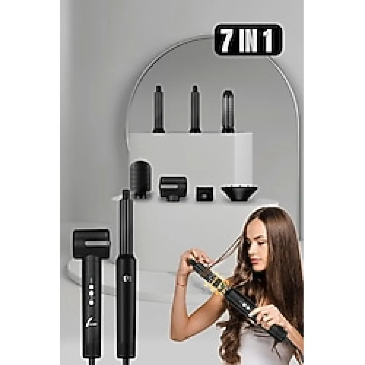 VERYFİT 7 In 1 Hava Üflemeli Saç Düzleştirici Şekillendirici Compact Saç Kurutma Fön Makinesi