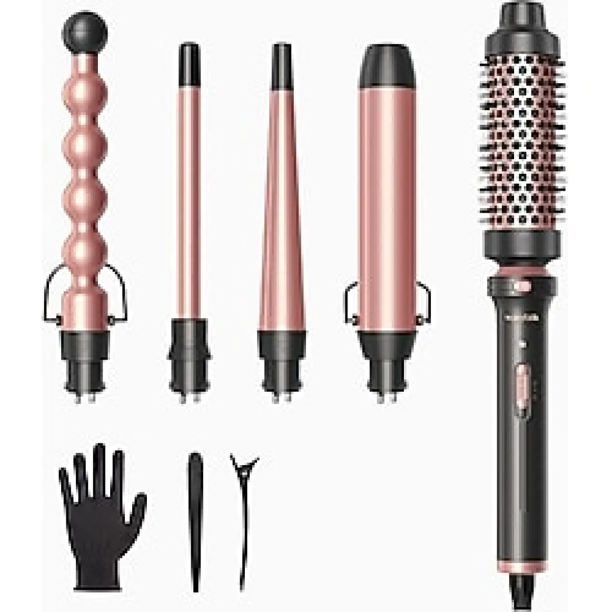 wavytalk 5'i 1 Saç Maşası Seti, Termal Fırça & Seramik, Gül Altını - Pembe