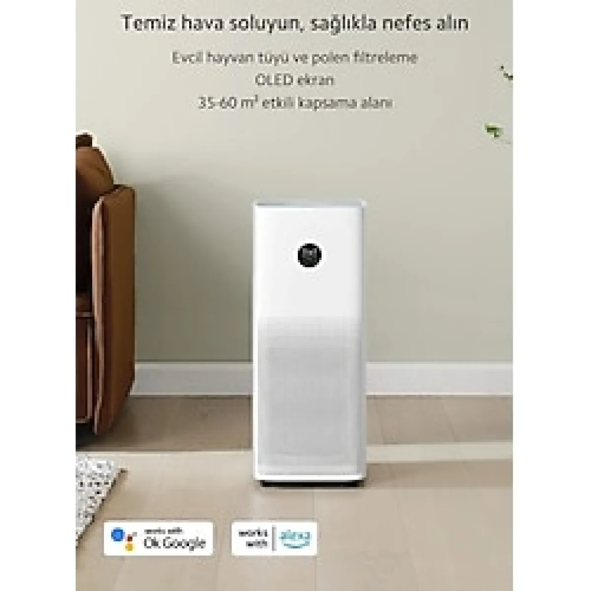 XİAOMİ Ev ve Ofis Için Hava Temizleme Cihazı - Evcil Hayvan Tüyü ve Koku Giderici + Hav&yün Temizleyici - Beyaz