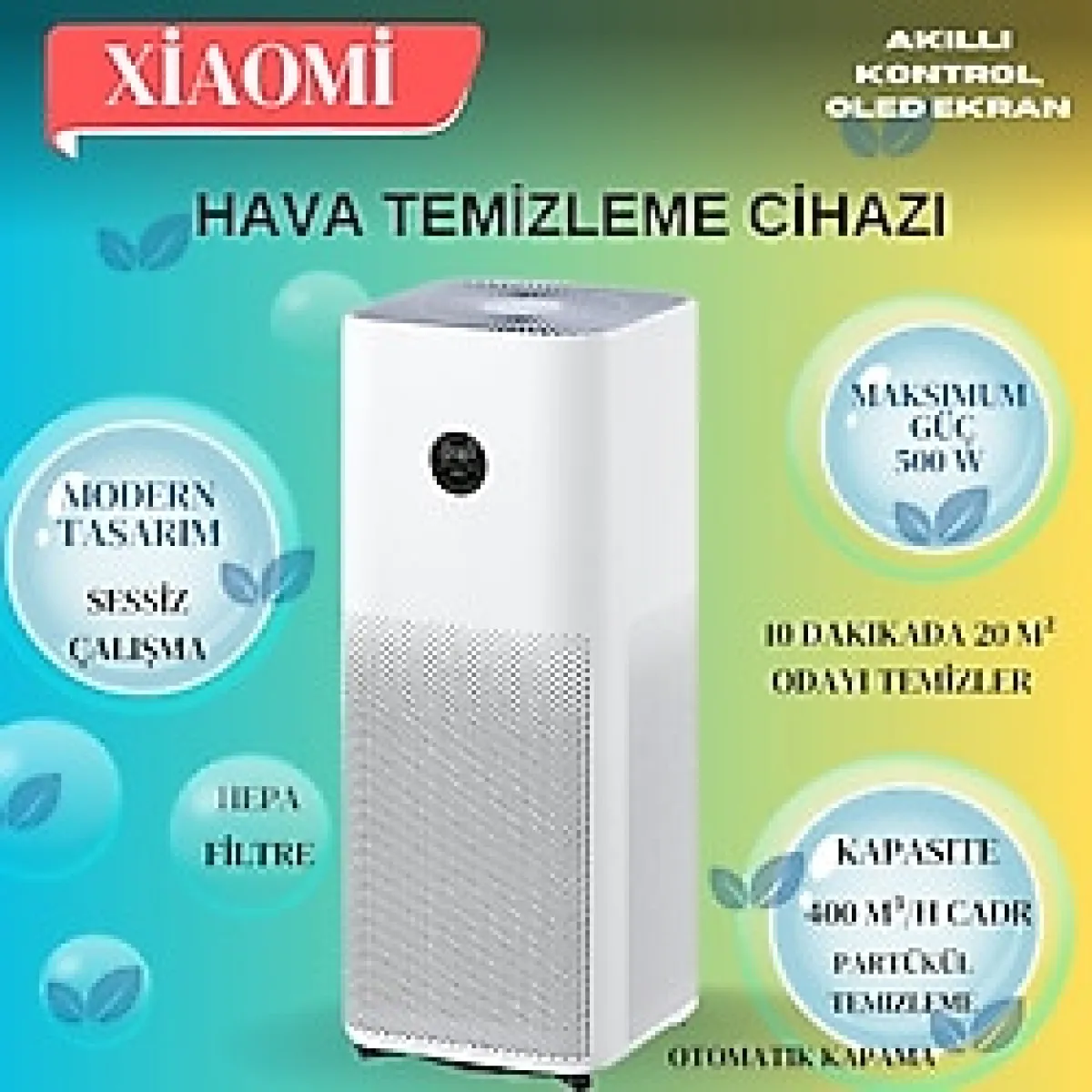 Xiaomi Mi Air 10 Dakikada 20 M2 Genişliğinde Oda Temizliği Hava Temizleme Cihazı - Beyaz