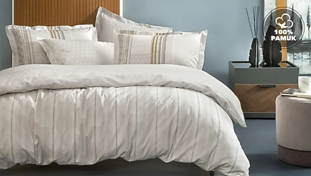 Yataş Pamena Gri Ranforce Çift Kişilik Nevresim Seti
