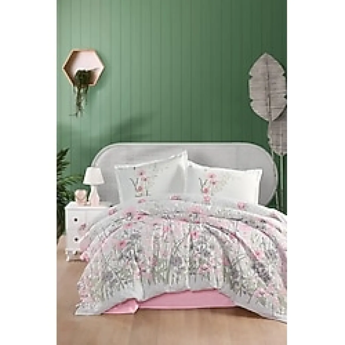 %100 Pamuk Çift Kişilik Dört Mevsim Set Angola Pembe