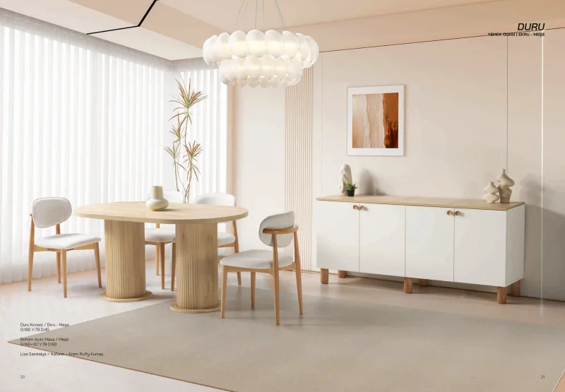 Duru Yemek Odası (Ekru-Meşe)