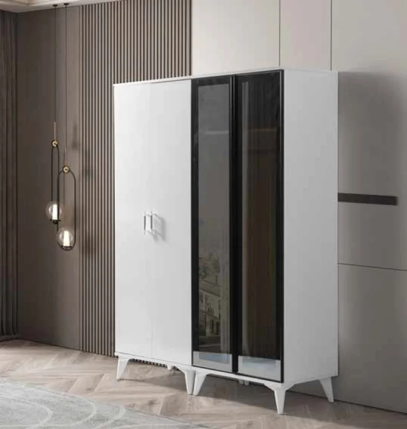 AK109 Akbulut Reflekte 4 Kapılı Beyaz Dolap