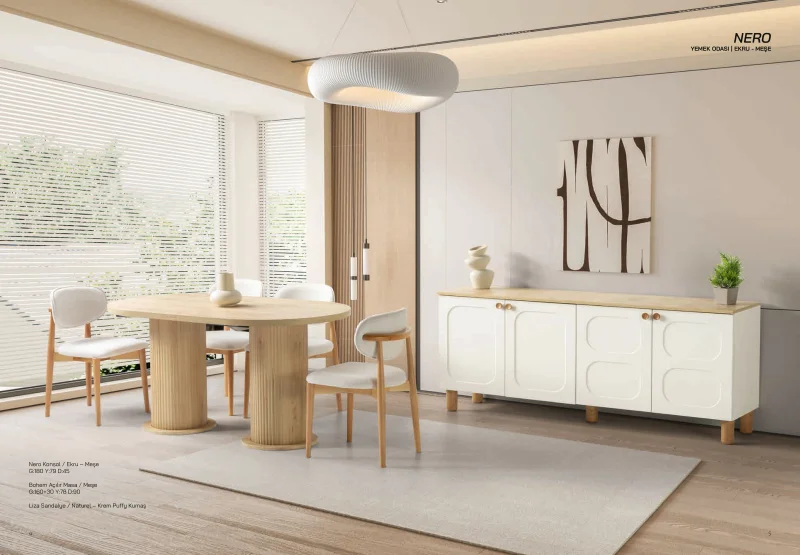 Nero Yemek Odası (Ekru-Meşe)