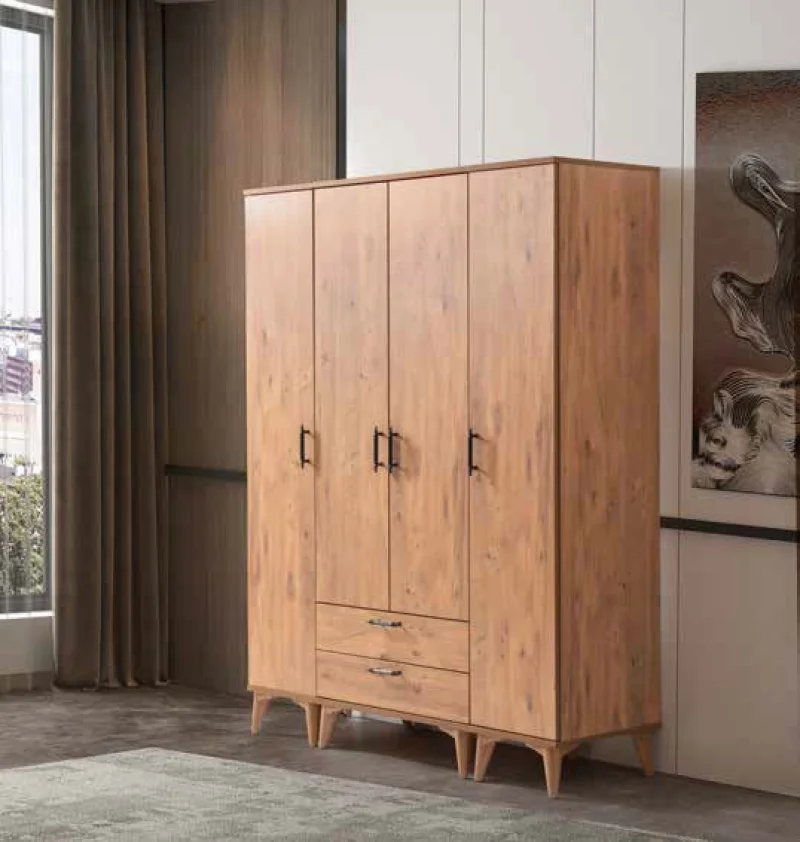 AK108 Akbulut Akasya 4 Kapılı Ceviz Dolap