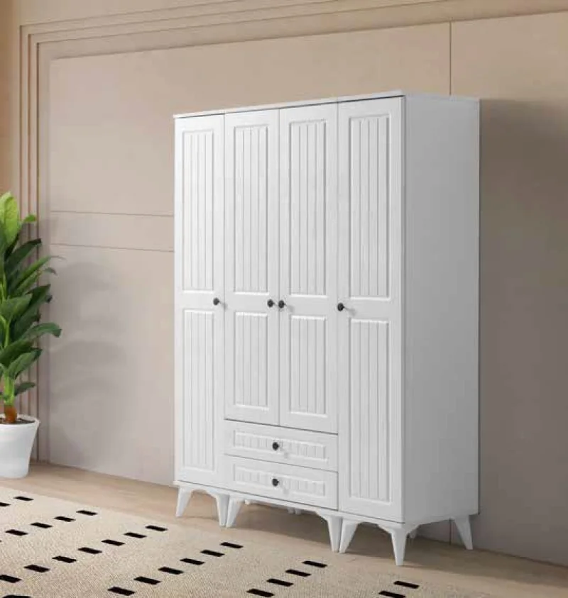 AK106 Akbulut Asil 4 Kapılı Beyaz Dolap