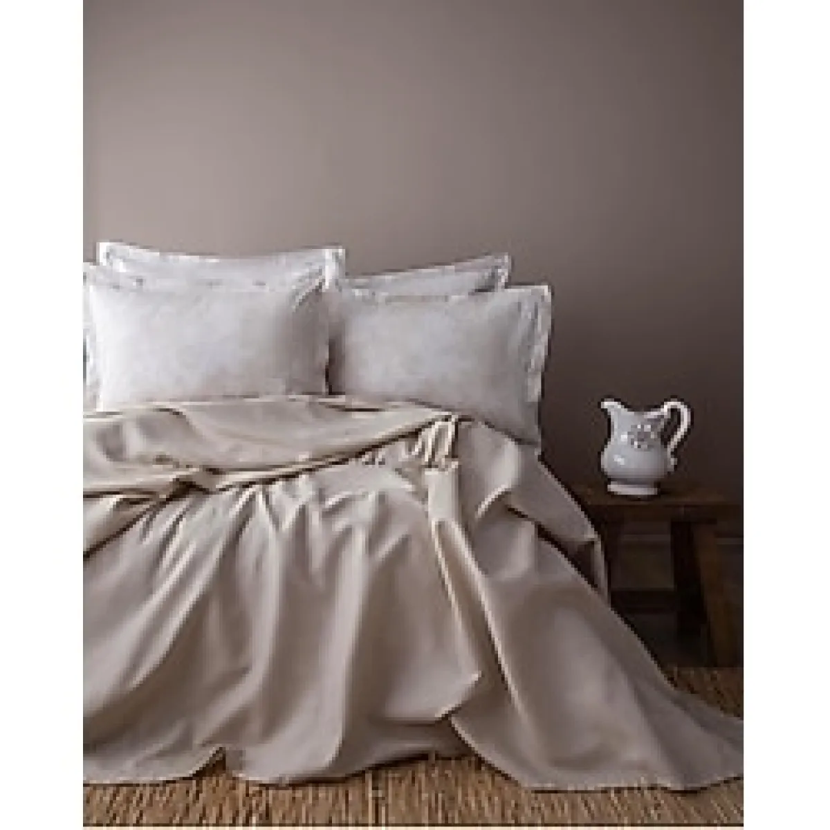 Apricitas Home Tanya Bej Bambu Pike Takımı Çift Kişilik