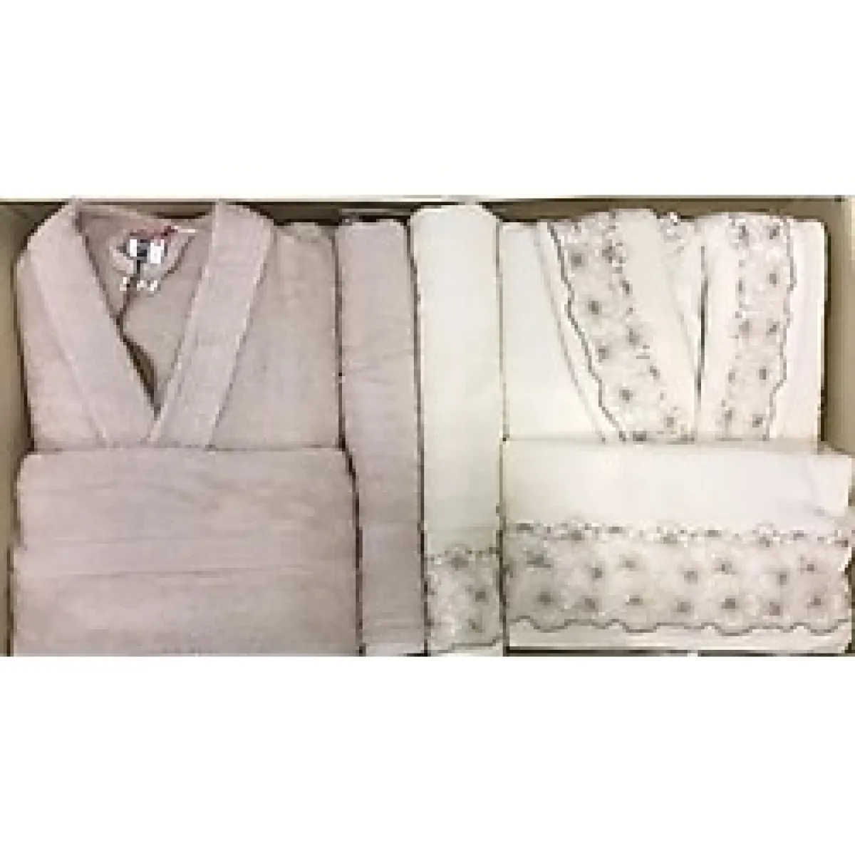 Begonvil Aile Bornoz Seti Krem Bej