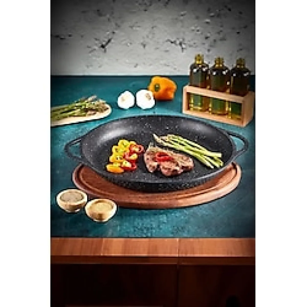 Buclee Granit Döküm Gözleme Saç Kavurma Tavası 36 Cm