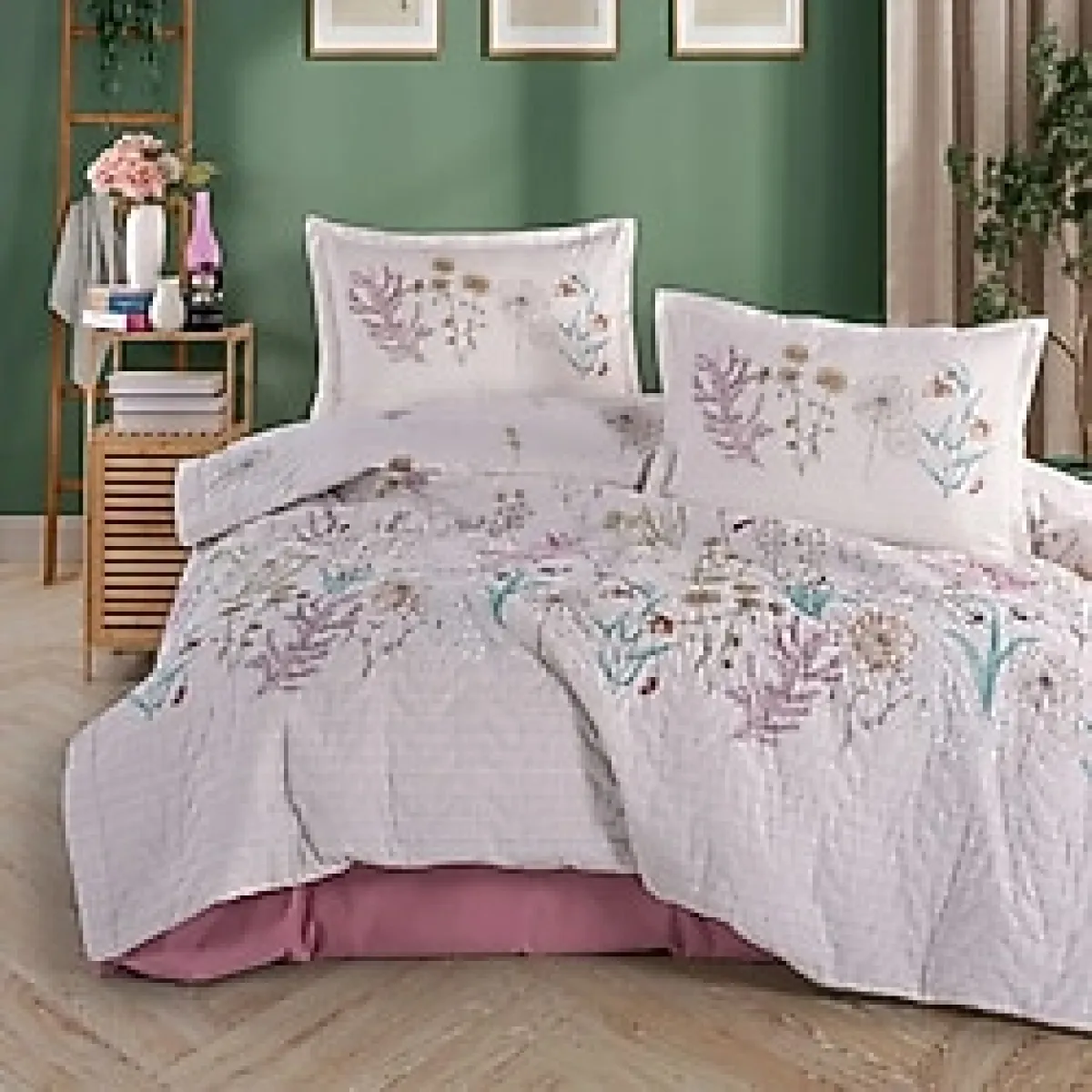 Clasy Ranforce %100 Pamuk Tek Kişilik Dört Mevsim Set Bahari V1 Pembe