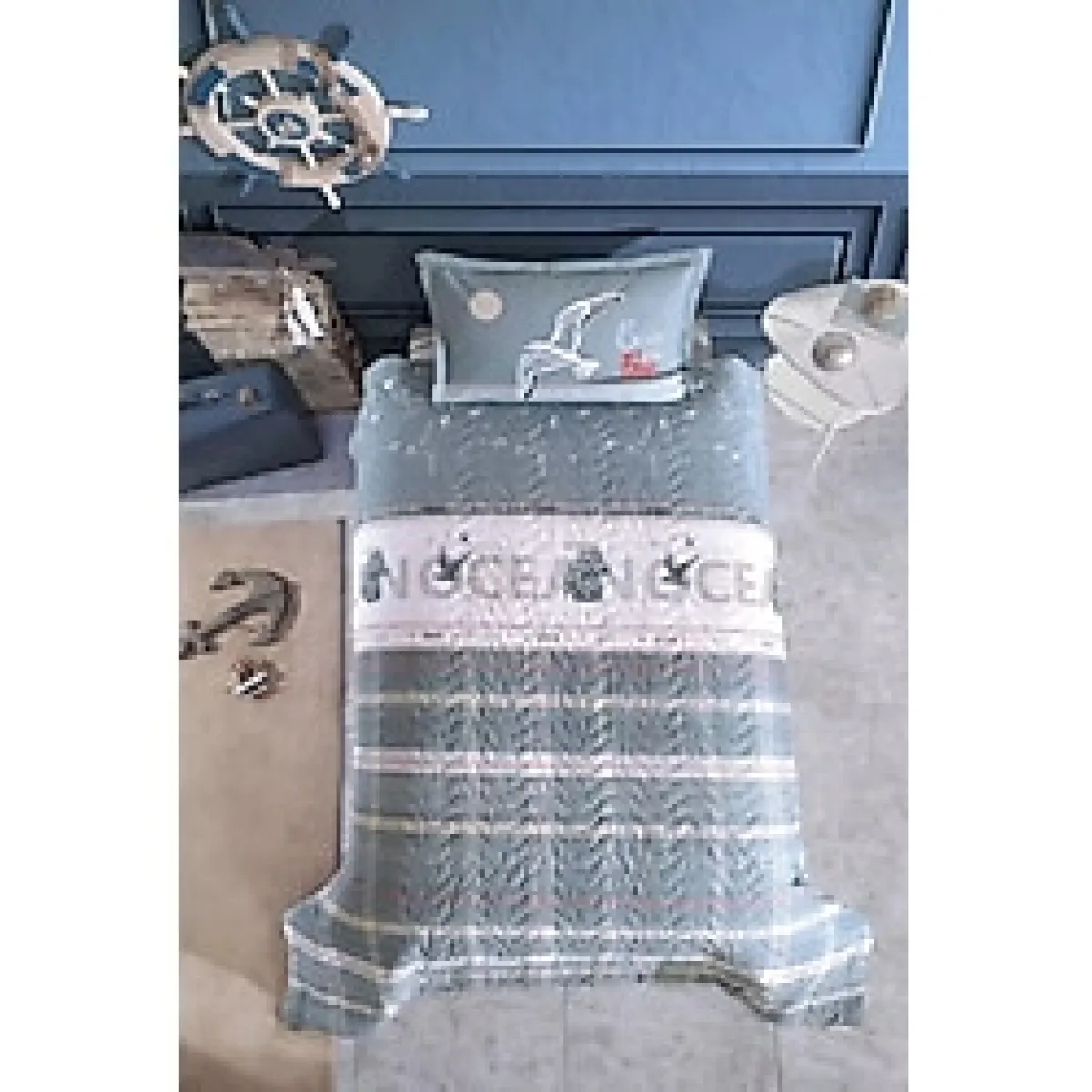 Clasy Ranforce %100 Pamuk Tek Kişilik Dört Mevsim Set Ocean V1 Mavi