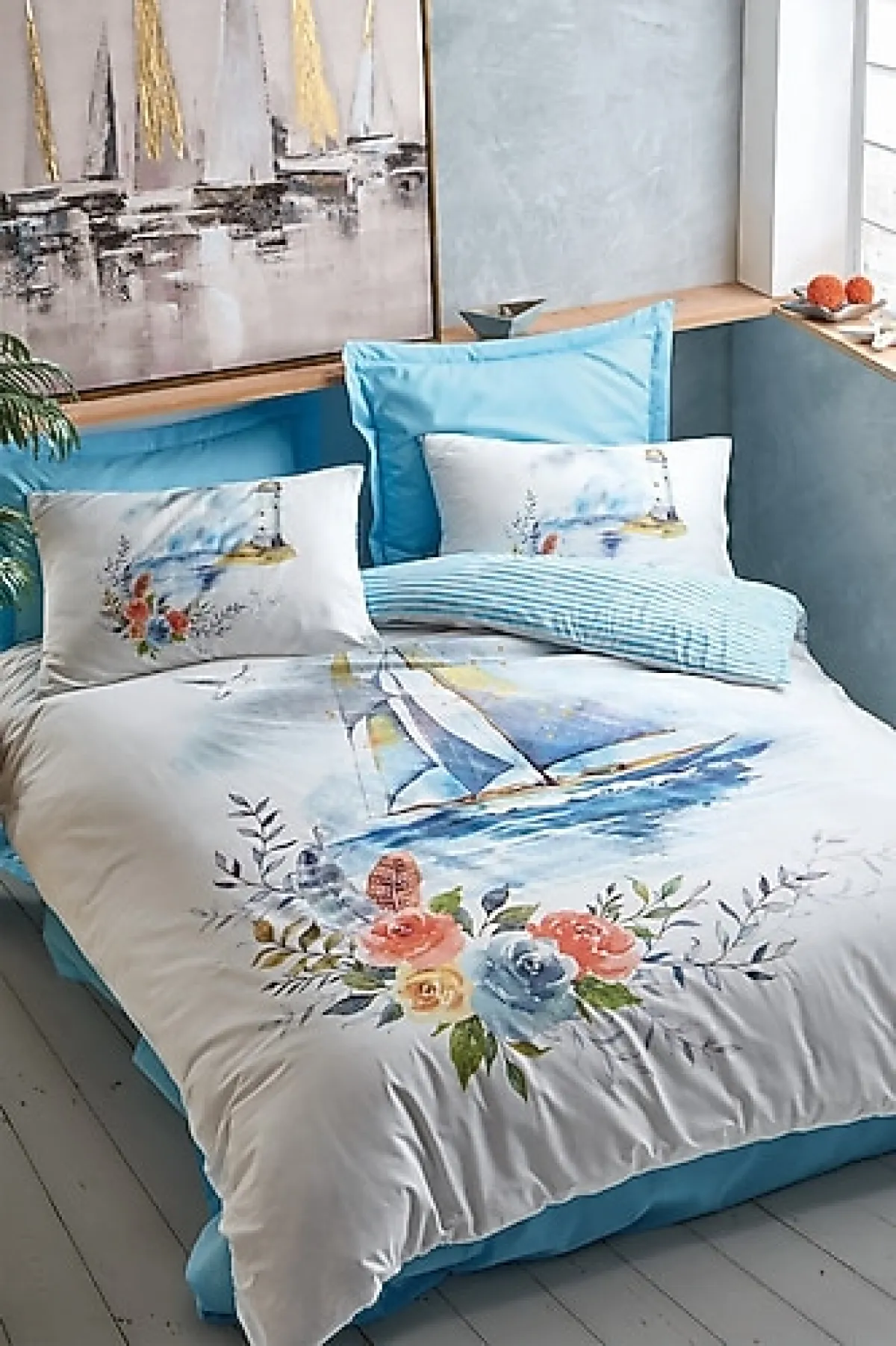 Cotton Box Maritime Tek Kişilik Nevresim Takımı Morgan Mavi