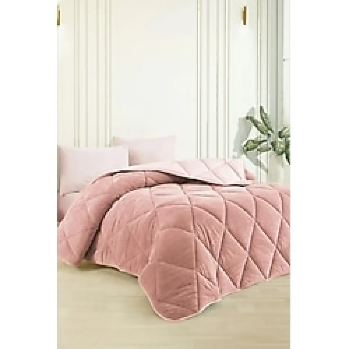 cs ilkim "HEDİYELİ" Tek Kişilik Lüx Pudra Welsoft Yorgan Çift Taraflı 155x215