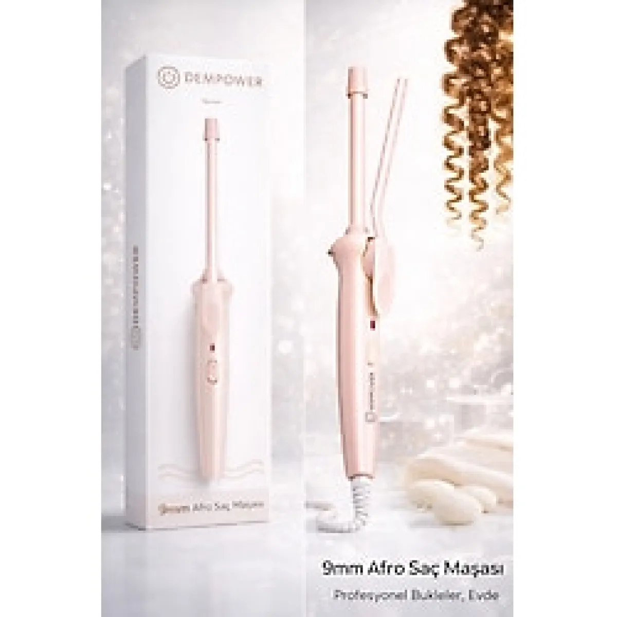 DEMPOWER Profesyonel Saç Maşası - Seramik Kaplama, 130°C Isınma, Sıkı Bukleler ve Doğal Kıvırcık Saçlar İçin